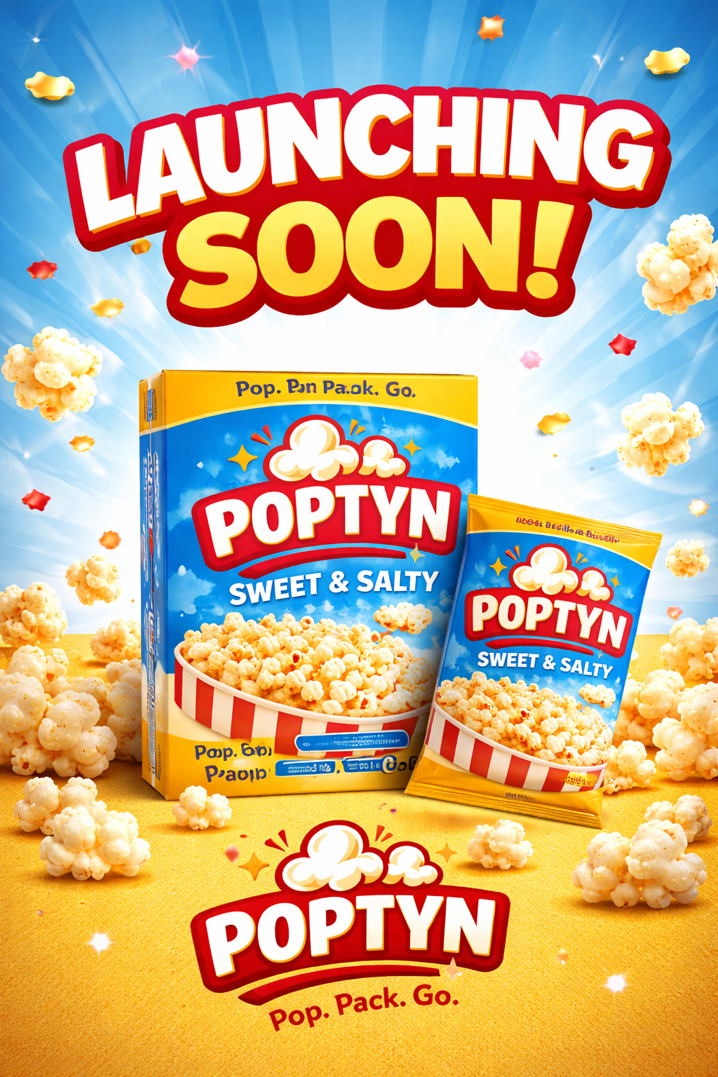 Poptyn Sweet & Salty Popcorn Snacks – Crunchy Gourmet Ready-to-Eat Popcorn, Movie Night Snack, Family Pack